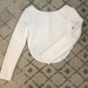 White cropped long sleeve shirt